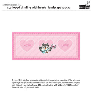 Lawn Fawn - SCALLOPED SLIMLINE WITH HEARTS: LANDSCAPE - Lawn Cuts DIES