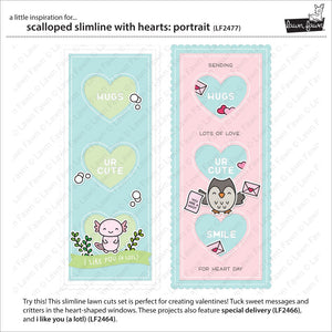 Lawn Fawn - SCALLOPED SLIMLINE WITH HEARTS: PORTRAIT - Lawn Cuts Die