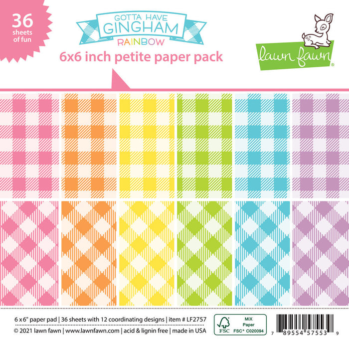 Lawn Fawn - GOTTA HAVE GINGHAM RAINBOW - Petite Paper Pack 6x6
