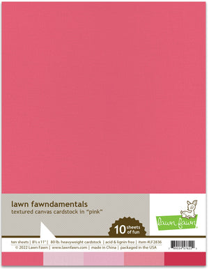 Lawn Fawn - TEXTURED CANVAS cardstock 8.5x11 Paper Pack - PINK