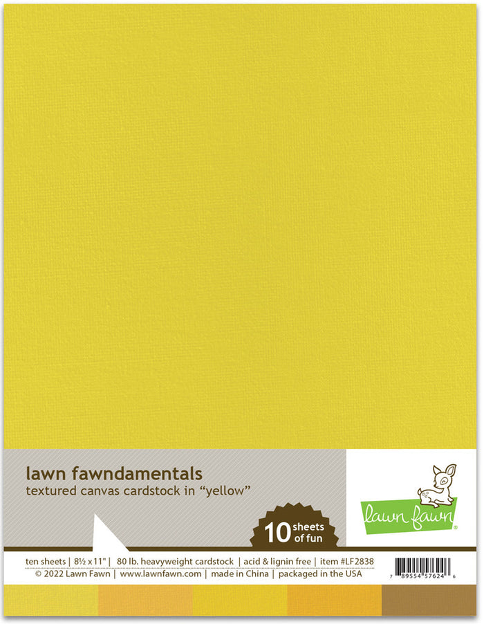 Lawn Fawn - TEXTURED CANVAS cardstock 8.5x11 Paper Pack - YELLOW