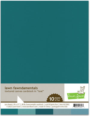 Lawn Fawn - TEXTURED CANVAS cardstock 8.5x11 Paper Pack - TEAL