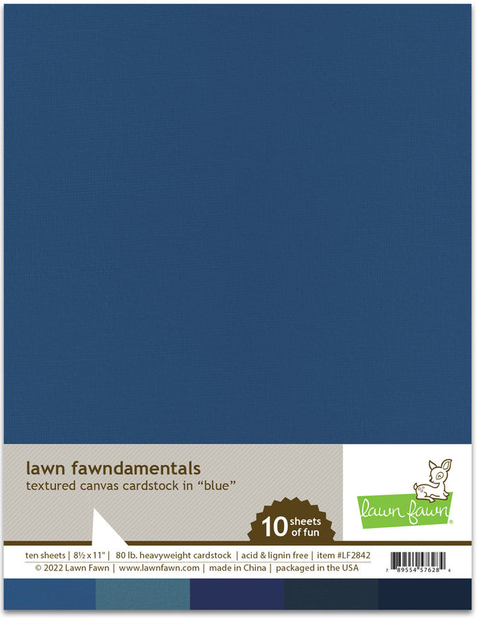 Lawn Fawn - TEXTURED CANVAS cardstock 8.5x11 Paper Pack - BLUE