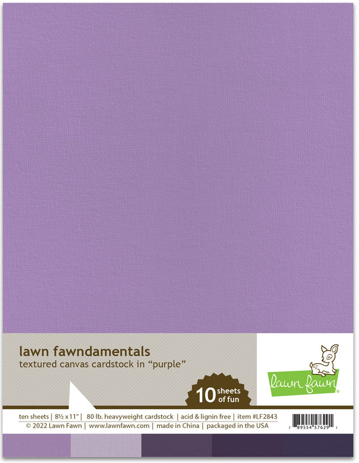 Lawn Fawn - TEXTURED CANVAS cardstock 8.5x11 Paper Pack - PURPLE