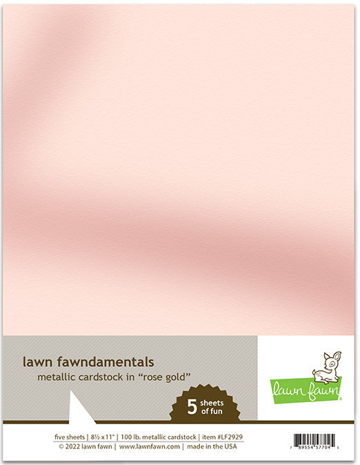 Lawn Fawn - Metallic Cardstock ROSE GOLD - 8.5x11 Paper Pack 5 Sheets
