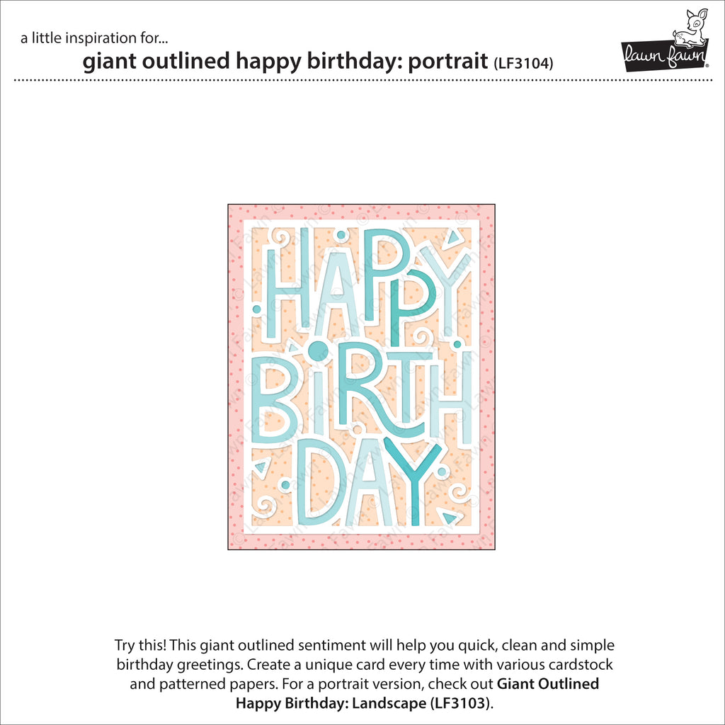 giant outlined happy birthday: landscape