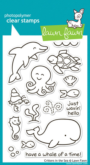 Lawn Fawn - Critters in the Sea - CLEAR STAMPS 18 pc - Hallmark Scrapbook - 1