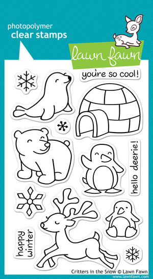 Lawn Fawn - CRITTERS IN THE SNOW - Clear Stamps 13 pc set - Hallmark Scrapbook - 1