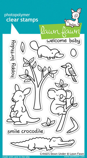 Lawn Fawn - Critters Down Under - CLEAR STAMPS 13 pc - Hallmark Scrapbook - 1