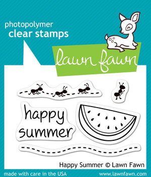 Lawn Fawn - HAPPY SUMMER - Clear STAMPS 5pc - Hallmark Scrapbook