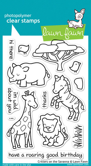 Lawn Fawn - CRITTERS ON THE SAVANNA - Clear STAMPS 14pc - Hallmark Scrapbook - 1