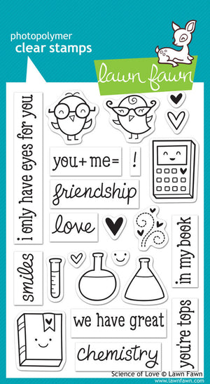Lawn Fawn - Science of Love - CLEAR STAMPS 23 pc - Hallmark Scrapbook - 1