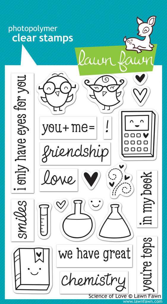 Lawn Fawn - Science of Love - CLEAR STAMPS 23 pc - 20% OFF!