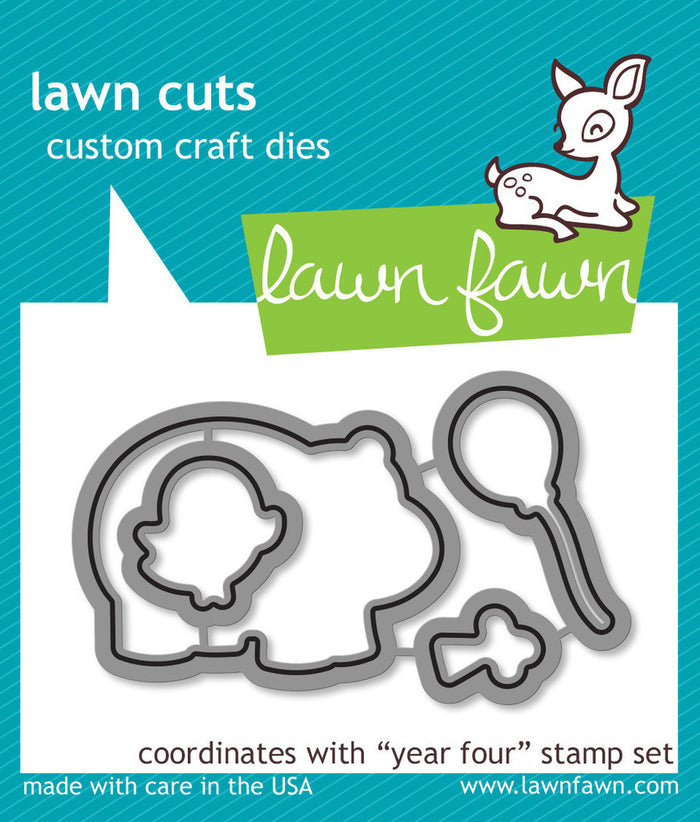 Lawn Fawn - Year Four - Hippo Birdie to you  - LAWN CUTS Dies 4 pc