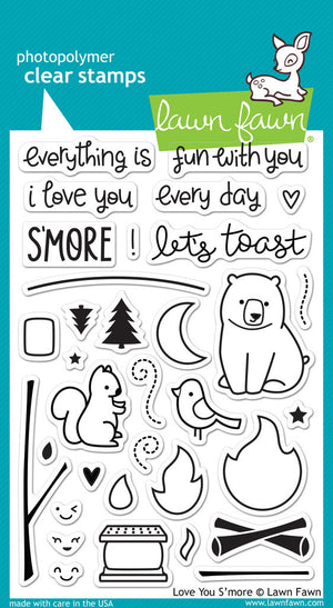 Lawn Fawn - Love You S'more - CLEAR STAMPS 34 pc - Hallmark Scrapbook - 1