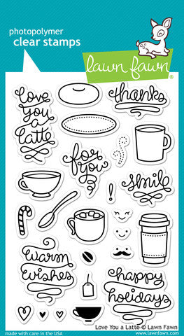 Lawn Fawn - Love You A Latte - CLEAR STAMPS 25 pc - Hallmark Scrapbook - 1