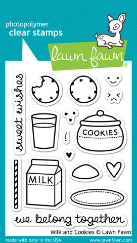 Lawn Fawn - Milk and Cookies - CLEAR STAMPS 16 pc - Hallmark Scrapbook - 1