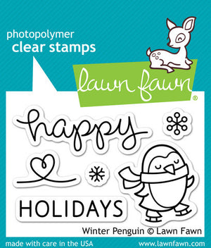 Lawn Fawn - Winter Penguin - CLEAR STAMPS 5 pc - Hallmark Scrapbook - 1