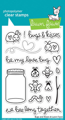 Lawn Fawn - BUGS AND KISSES - Clear STAMPS 17 pc - Hallmark Scrapbook - 1