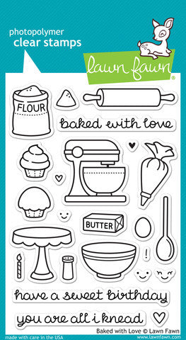 Lawn Fawn - BAKED WITH LOVE - Clear STAMPS 24pc - Hallmark Scrapbook - 1