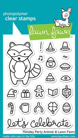 Lawn Fawn - HOLIDAY PARTY ANIMAL - Clear Stamps set - Hallmark Scrapbook - 1
