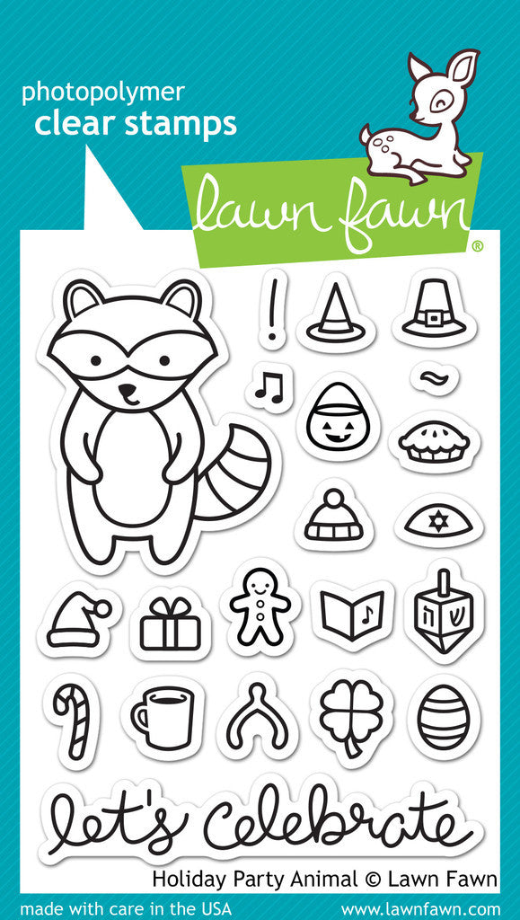 Lawn Fawn - HOLIDAY PARTY ANIMAL - Clear Stamps set *