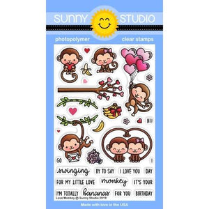 Sunny Studio - LOVE MONKEY - Stamps Set