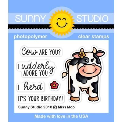 Sunny Studio - MISS MOO - Clear Stamp Set