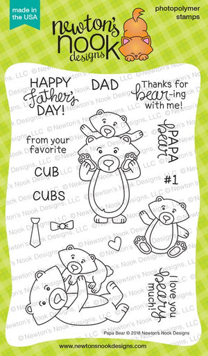 Newton's Nook Designs - PAPA BEAR Clear Stamps Set - 20% OFF!