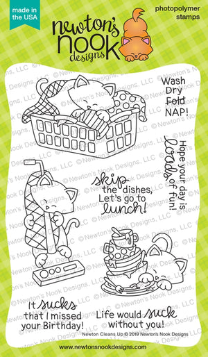 Newton's Nook Designs - NEWTON CLEANS UP - Clear Stamp Set