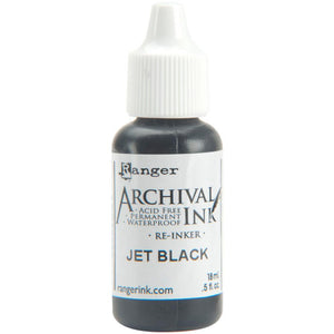 Ranger - Archival Ink  - JET BLACK REINKER - Scratch N Dent - 1 bottle - Hallmark Scrapbook - 2