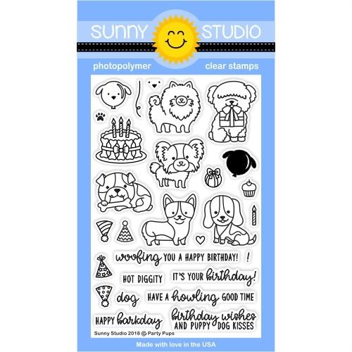 Sunny Studio - PARTY PUPS - Stamps Set