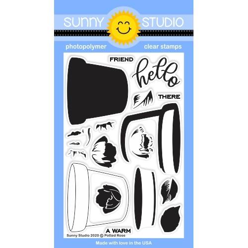 Sunny Studio - POTTED ROSE - Stamps Set