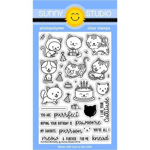Sunny Studio - PURRFECT BIRTHDAY - Stamps Set