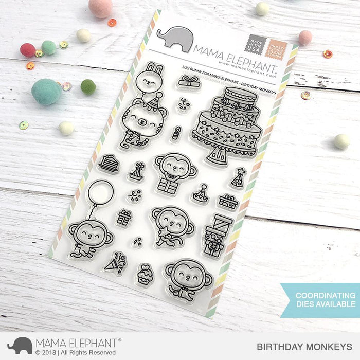 Mama Elephant - BIRTHDAY MONKEYS - Clear Stamps Set