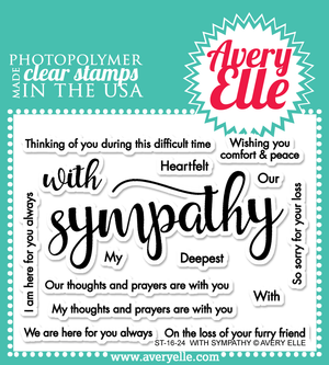 Avery Elle - WITH SYMPATHY - Clear Stamp Set - Hallmark Scrapbook - 1