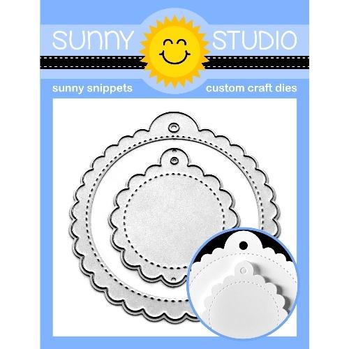 Sunny Studio - SCALLOPED TAG CIRCLE - Die Set