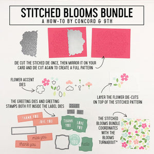 Concord & 9th - STITCHED BLOOMS - Stamps  and Dies BUNDLE Set