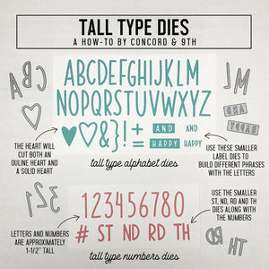 Concord & 9th - TALL TYPE ALPHABET and TALL TYPE NUMBERS Dies BUNDLE Set