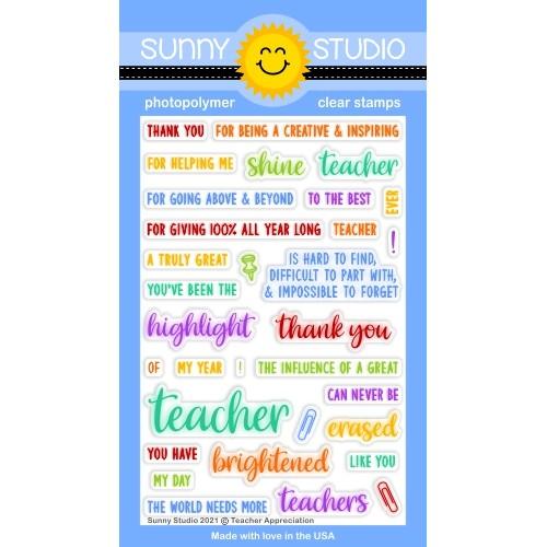 Sunny Studio - TEACHER APPRECIATION Sentiments - Stamps set
