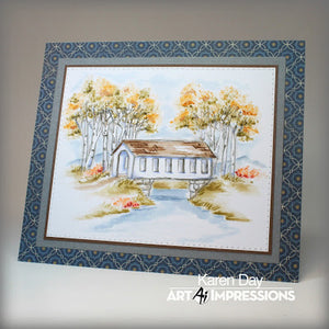 Art Impressions - Cling Rubber Stamp Set - COVERED BRIDGE Mini Set - Watercolor