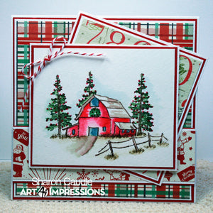 Art Impressions - Watercolor Cling Rubber Stamp Set - Old Barn Mini Set