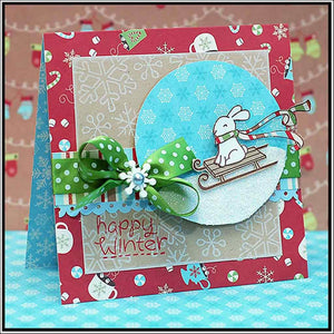 Lawn Fawn - WINTER BUNNY - Clear STAMPS - Hallmark Scrapbook - 6