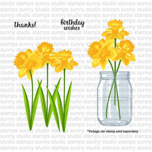 Sunny Studio - DAFFODIL DREAMS - Clear Stamp Set - Hallmark Scrapbook - 2