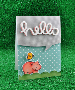 Lawn Fawn - Year Four- Hippo Birdie to you- CLEAR STAMPS 6 pc - Hallmark Scrapbook - 6