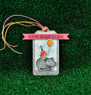 Lawn Fawn - Year Four- Hippo Birdie to you- CLEAR STAMPS 6 pc - Hallmark Scrapbook - 5